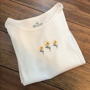 Hollister Sunflower Embroidered Crop Top